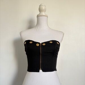 Vintage black coin detailed corset top.